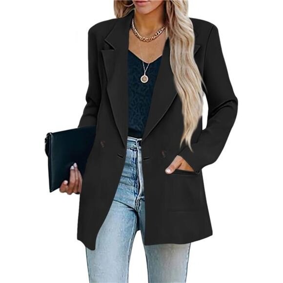 Womens Casual Blazers Oversized OpenFront Cardigan LongSleeve Work Office Blazer - Picture 1 of 6